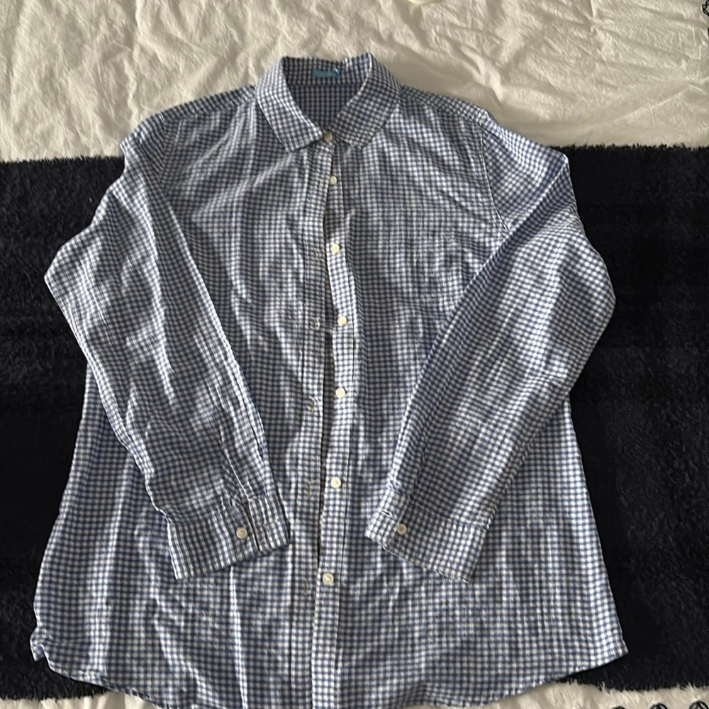 J.McLaughlin Blue Gingham Button-Down Shirt - Size M